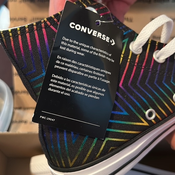 CONVERSE Black with Rainbow Stars Chuck Taylor All Stars Sneakers - Picture 15 of 15